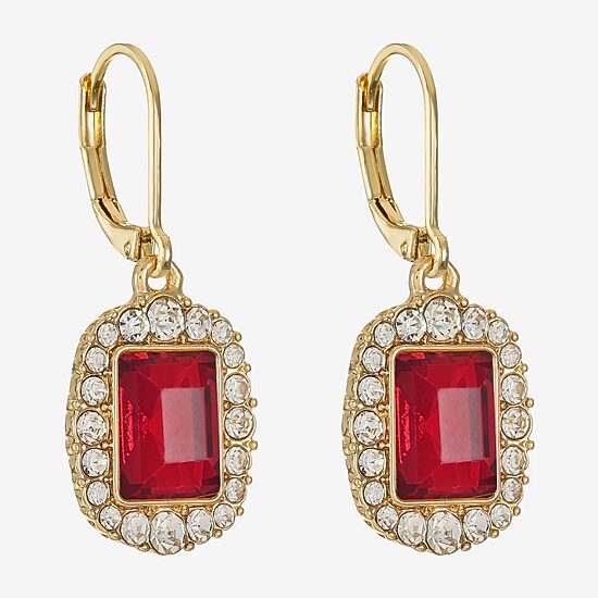 Monet Jewelry Womens Red Glass Drop Earrings