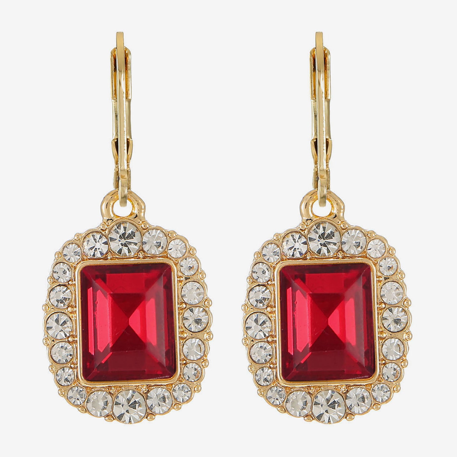 Monet Jewelry Womens Red Glass Drop Earrings