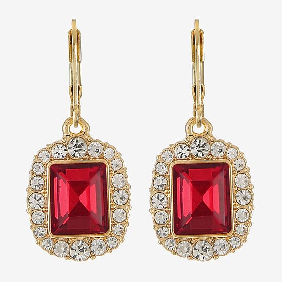 Monet Jewelry Womens Red Glass Drop Earrings
