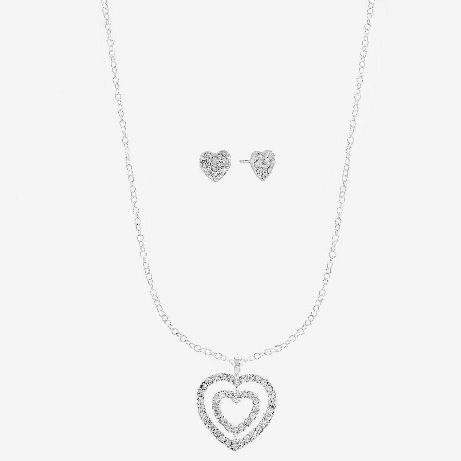 Monet Jewelry Womens Glass Heart 2-pc. Jewelry Set