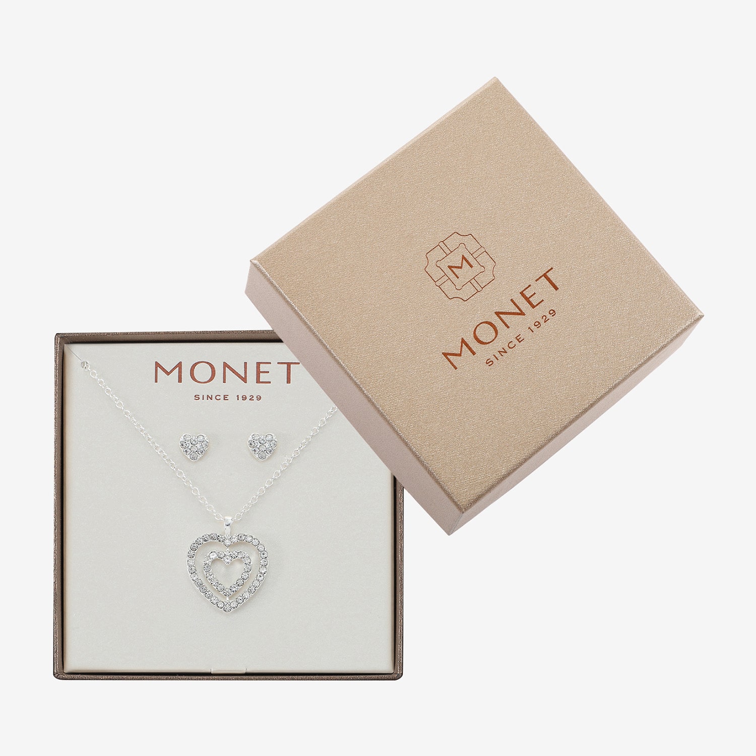 Monet Jewelry Womens Glass Heart 2-pc. Jewelry Set