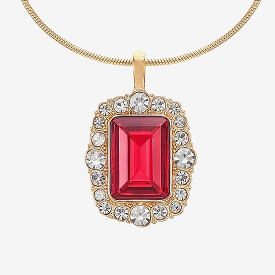 Monet Jewelry Womens Red Glass 17 Inch Pendant Necklace