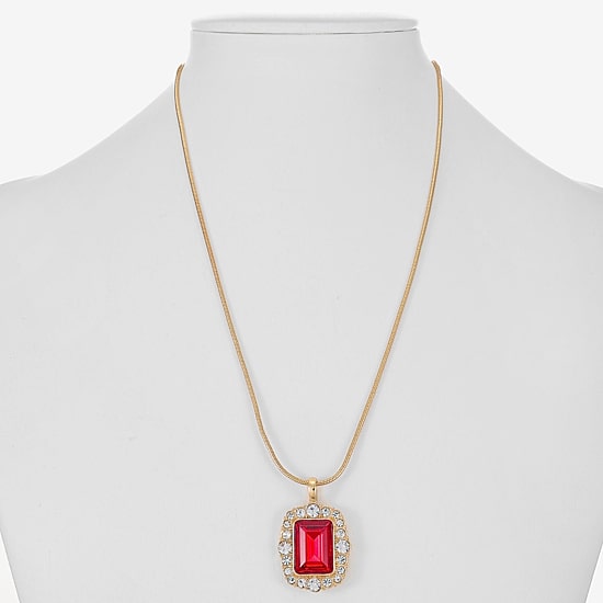 Monet Jewelry Womens Red Glass 17 Inch Pendant Necklace