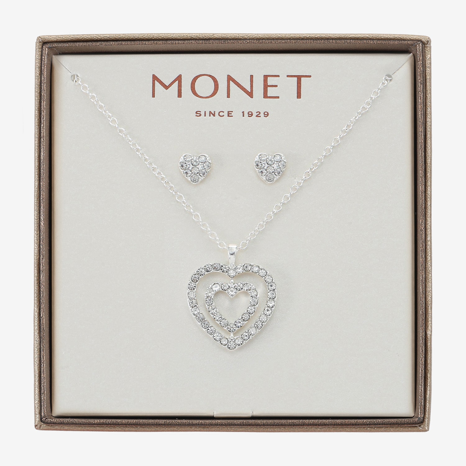 Monet Jewelry Womens Glass Heart 2-pc. Jewelry Set