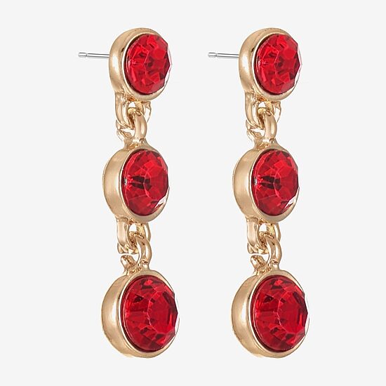 Liz Claiborne Womens Red Glass Round Hypoallergenic Drop Earrings