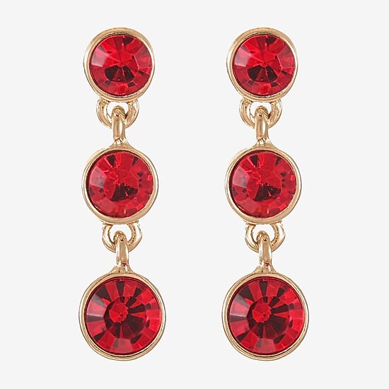 Liz Claiborne Womens Red Glass Round Hypoallergenic Drop Earrings