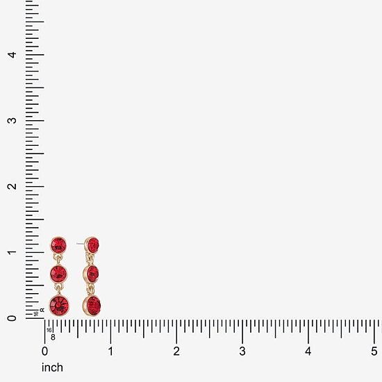 Liz Claiborne Womens Red Glass Round Hypoallergenic Drop Earrings