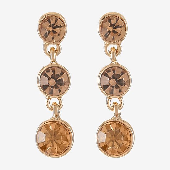 Liz Claiborne Womens Champagne Glass Round Hypoallergenic Drop Earrings