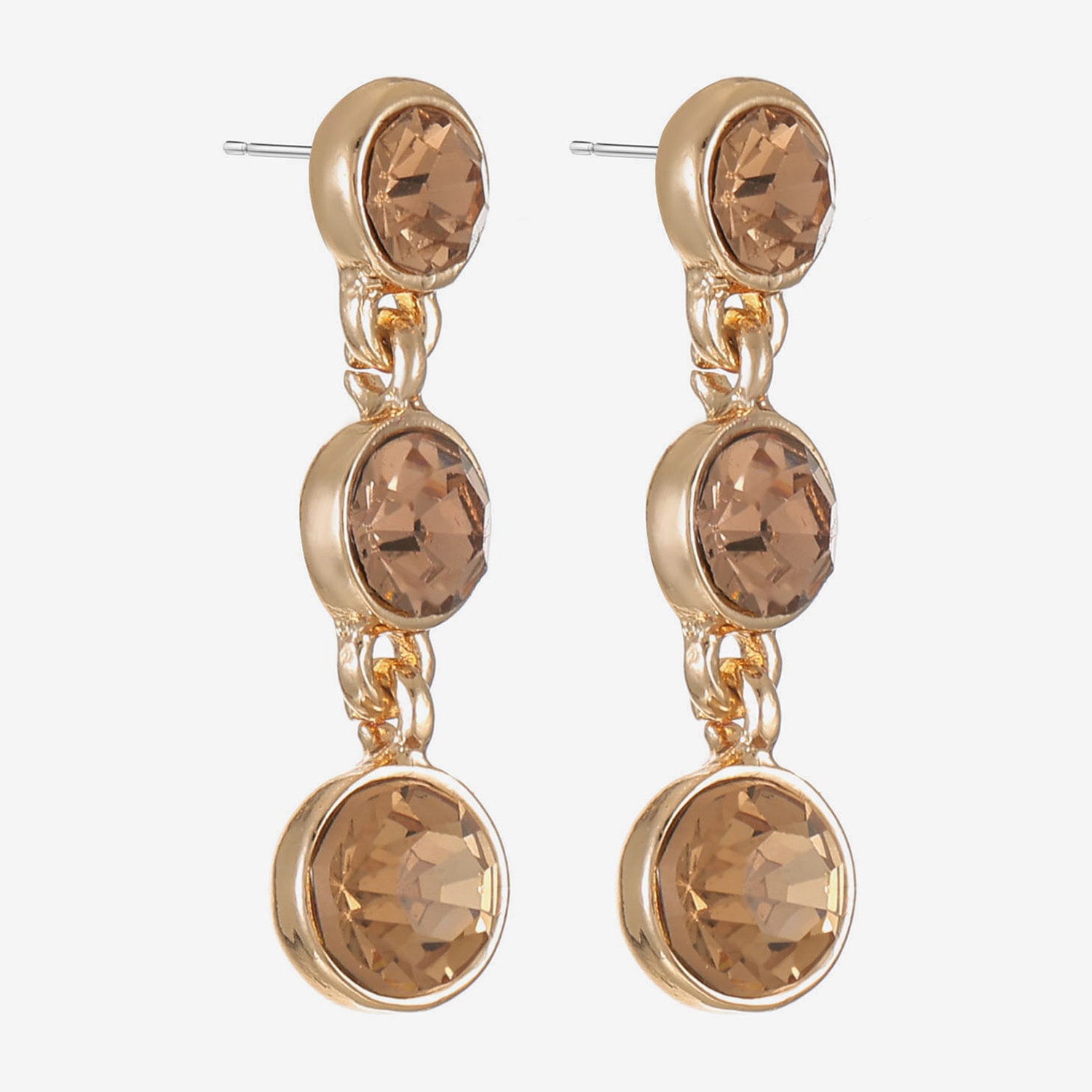 Liz Claiborne Womens Champagne Glass Round Hypoallergenic Drop Earrings