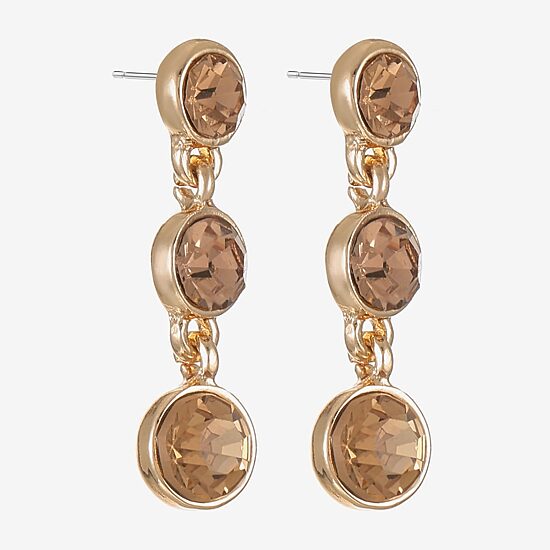 Liz Claiborne Womens Champagne Glass Round Hypoallergenic Drop Earrings