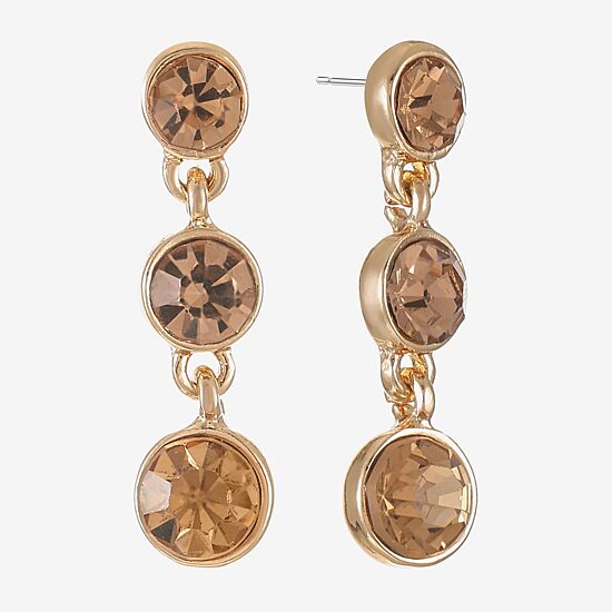Liz Claiborne Womens Champagne Glass Round Hypoallergenic Drop Earrings