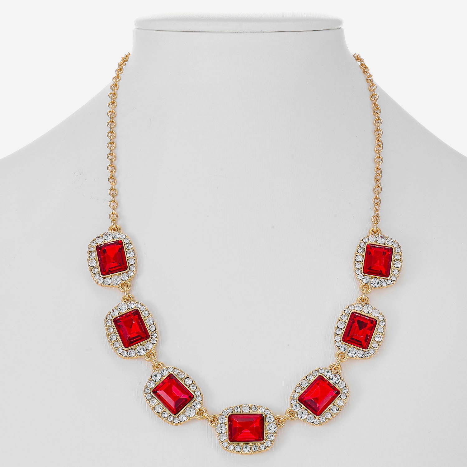 Monet Jewelry Womens Red 17 Inch Collar Necklace