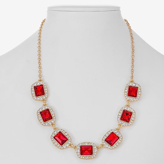 Monet Jewelry Womens Red 17 Inch Collar Necklace