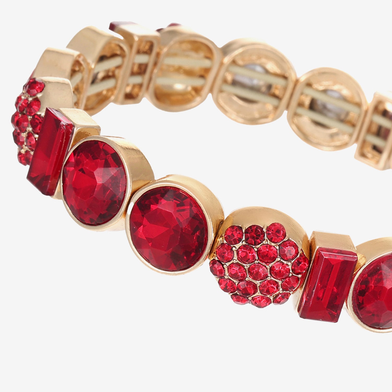 Liz Claiborne Womens Red Glass Stretch Bracelet