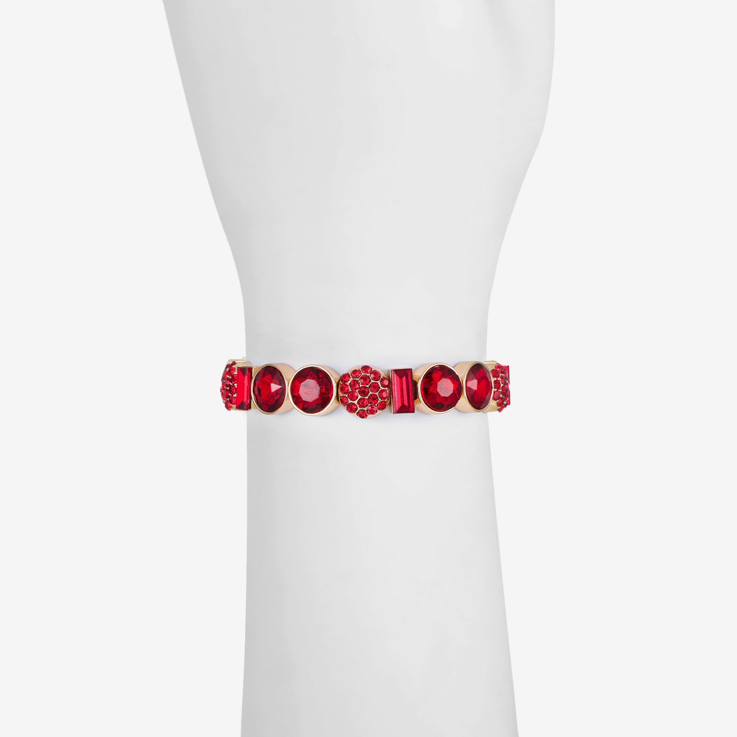 Liz Claiborne Womens Red Glass Stretch Bracelet