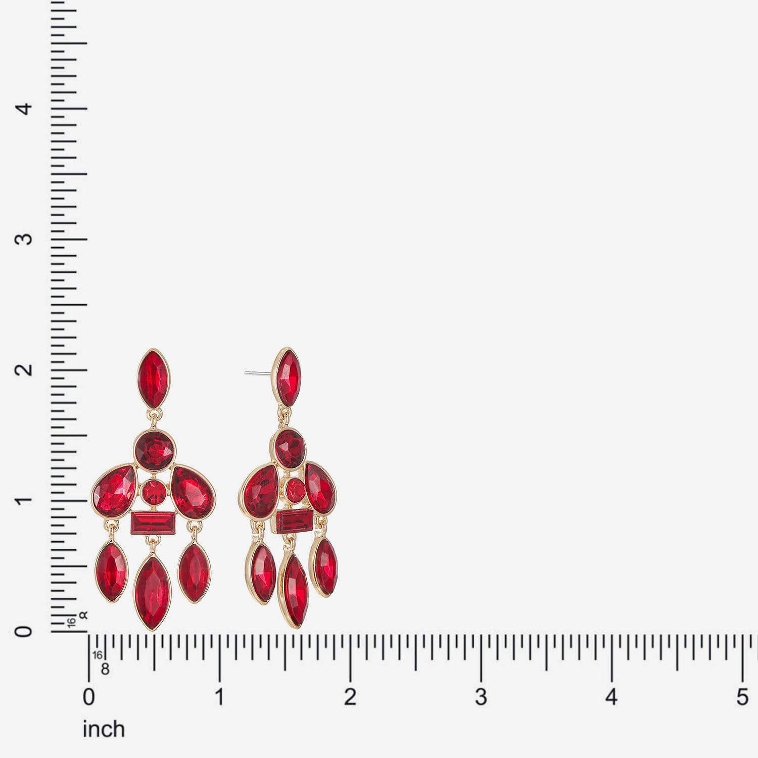 Liz Claiborne Womens Red Glass Hypoallergenic Chandelier Earrings