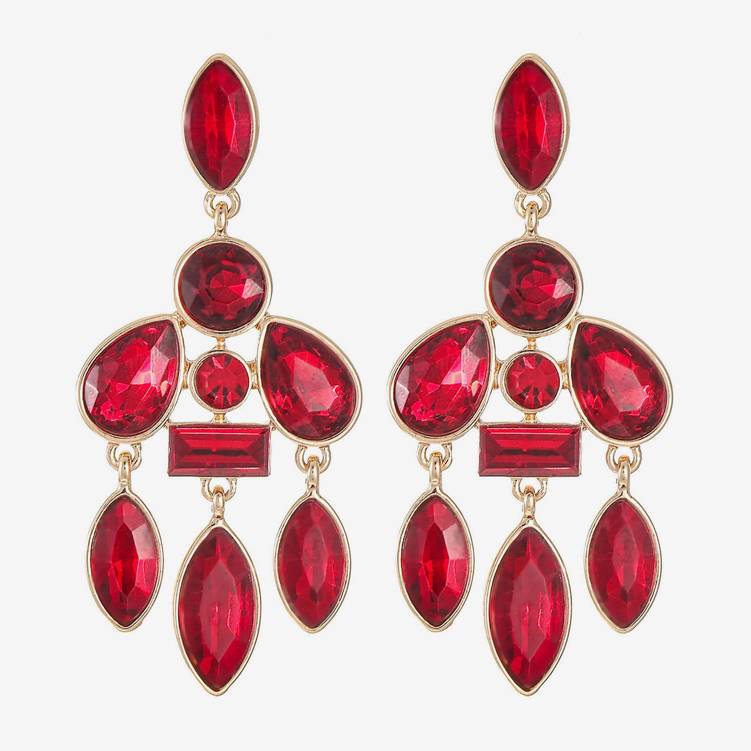 Liz Claiborne Womens Red Glass Hypoallergenic Chandelier Earrings