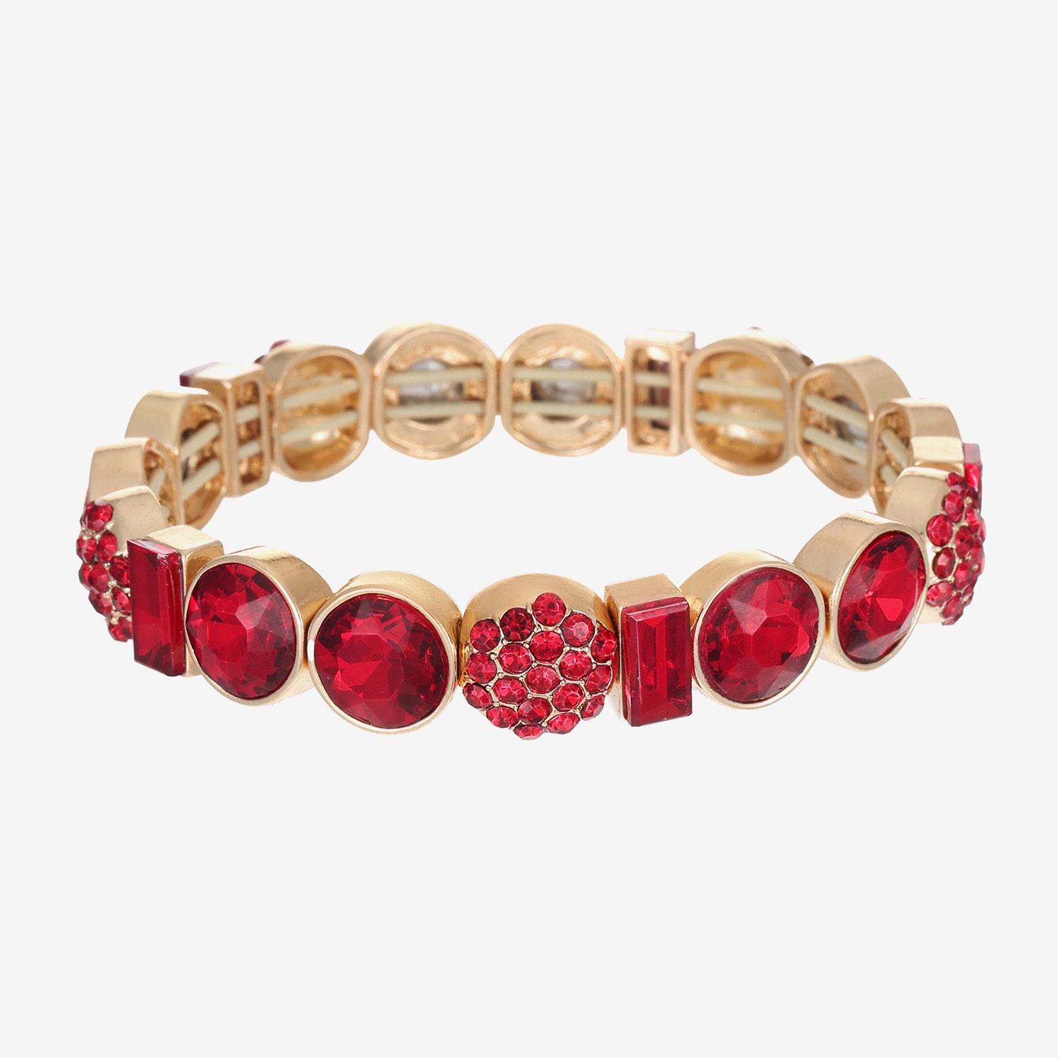Liz Claiborne Womens Red Glass Stretch Bracelet