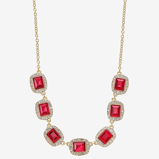 Monet Jewelry Womens Red 17 Inch Collar Necklace