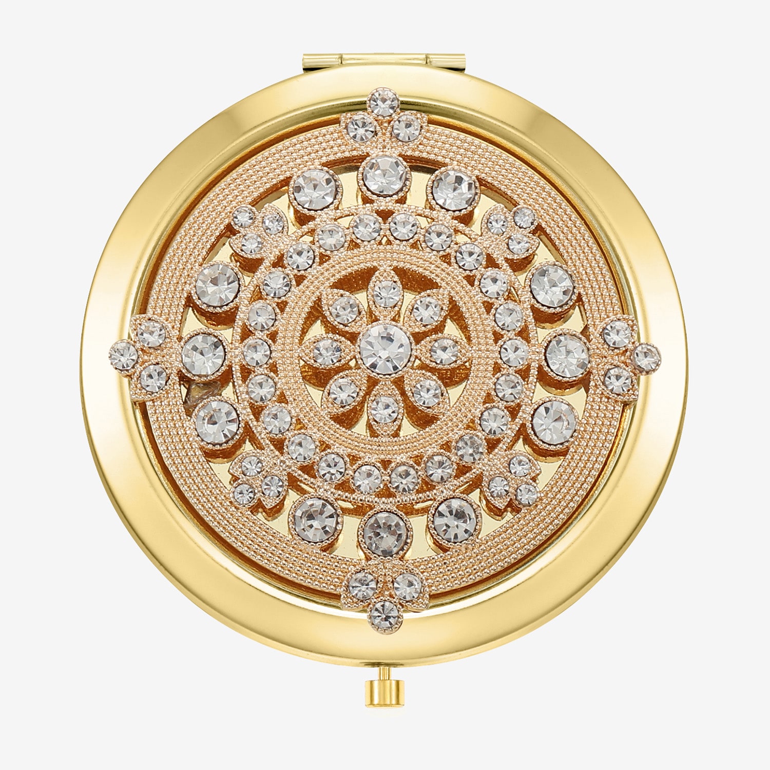 Monet Jewelry Gold Tone Round Compact Mirror