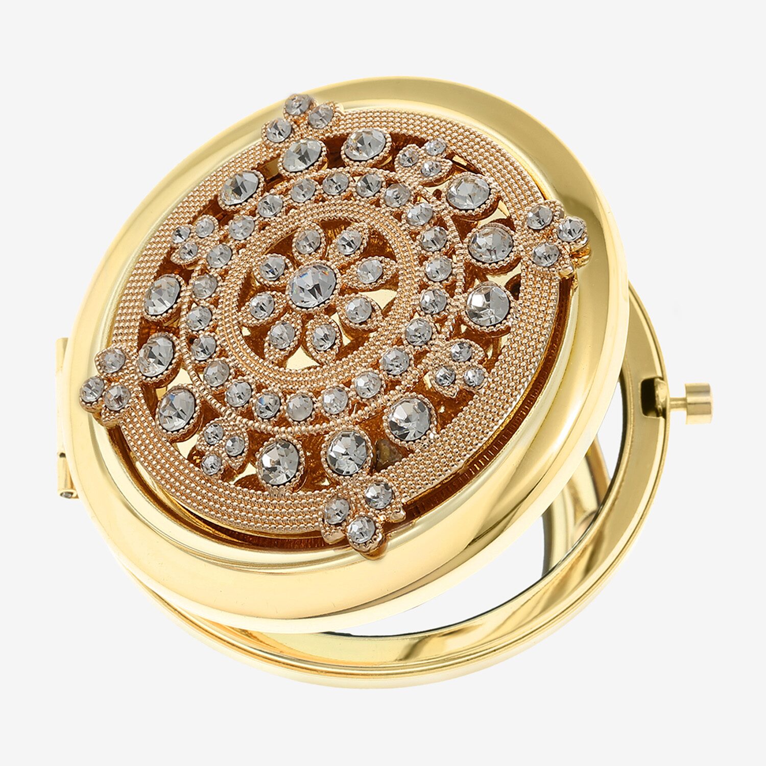 Monet Jewelry Gold Tone Round Compact Mirror