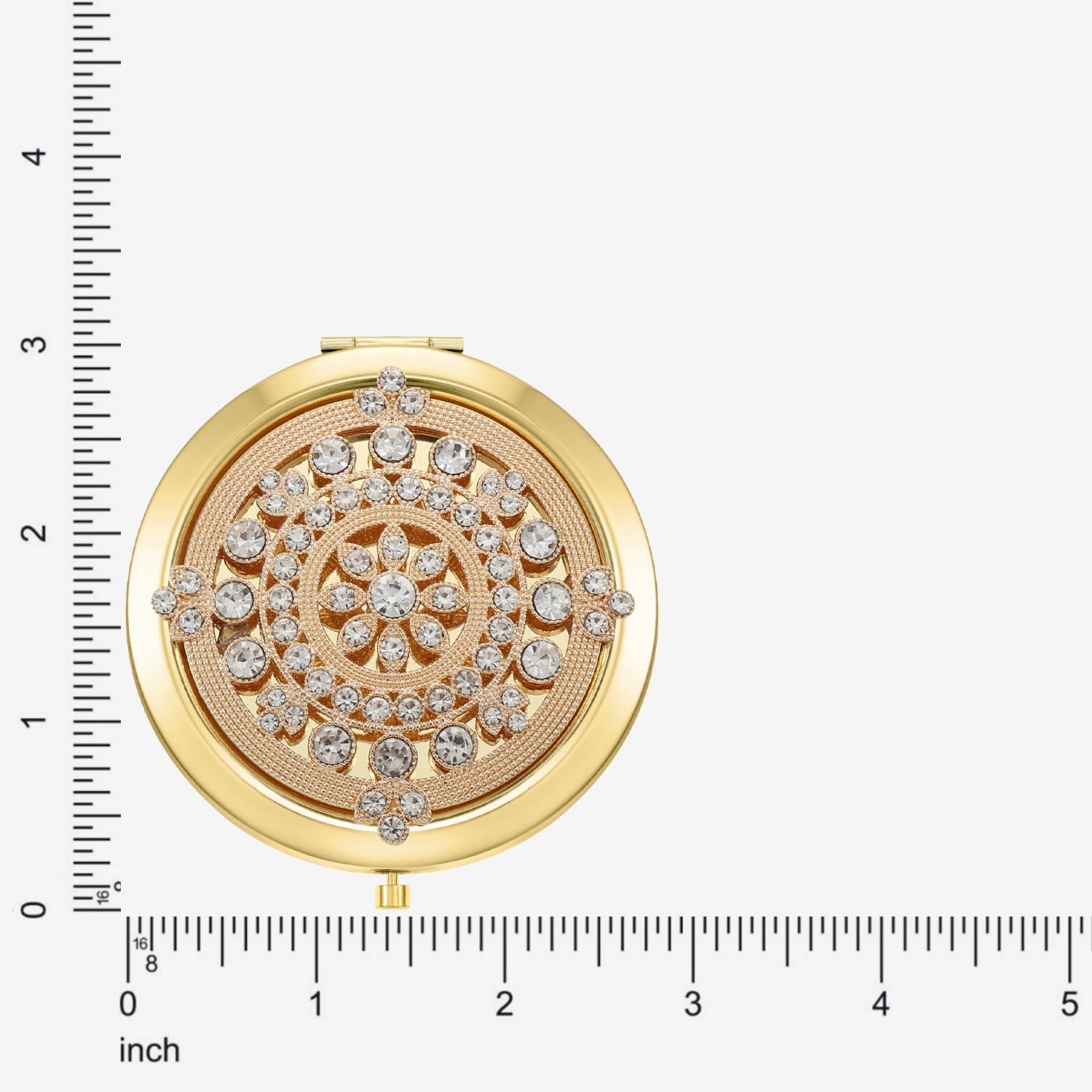 Monet Jewelry Gold Tone Round Compact Mirror