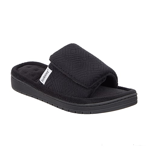 Isotoner Womens Memory Foam Slip-on Slippers In Black