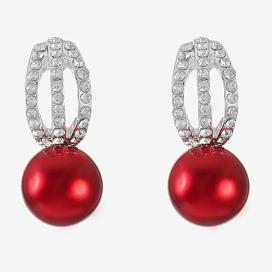 Monet Jewelry Womens Glass Simulated Pearl Round Hypoallergenic Drop Earrings