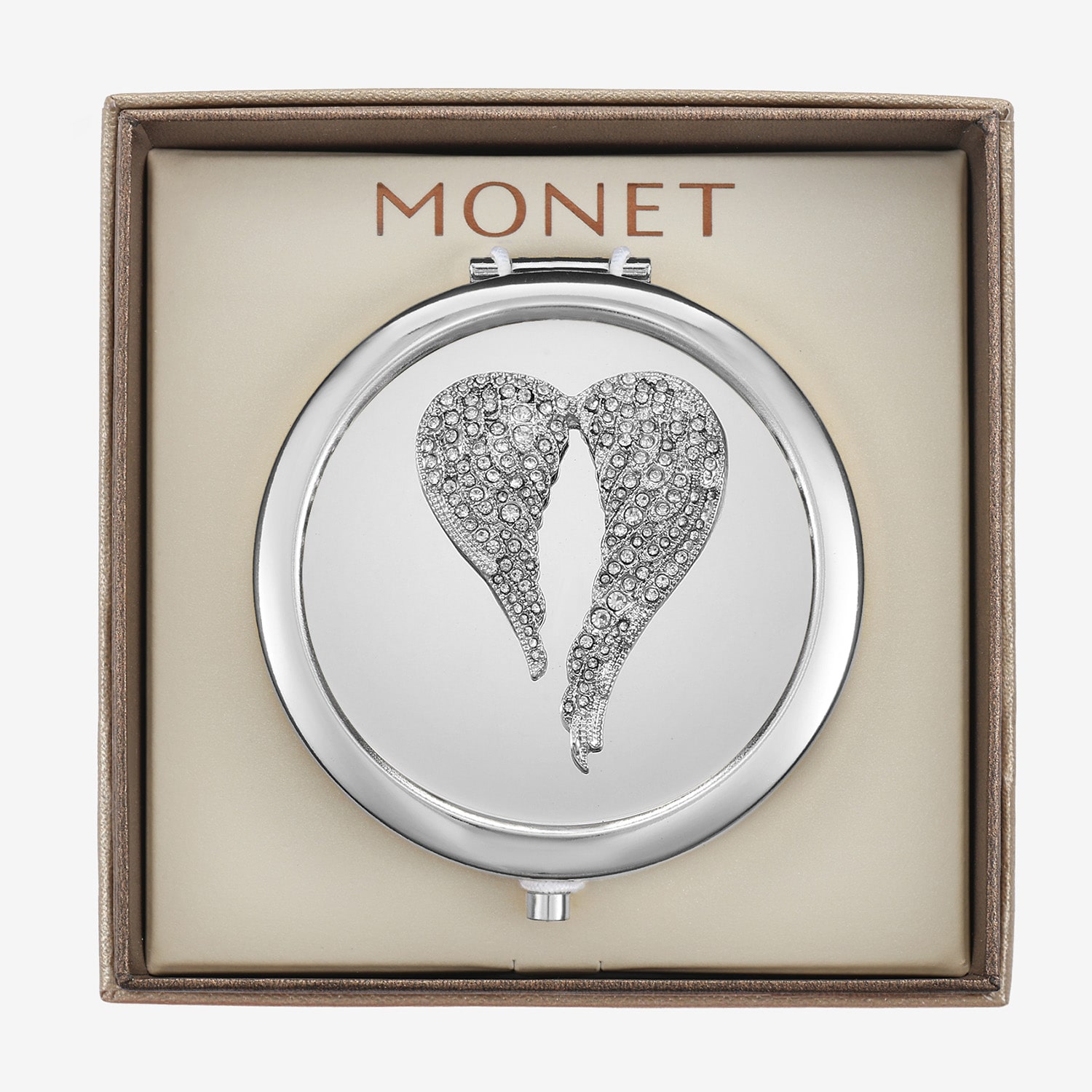 Monet Jewelry Silver Tone Wing Compact Mirror