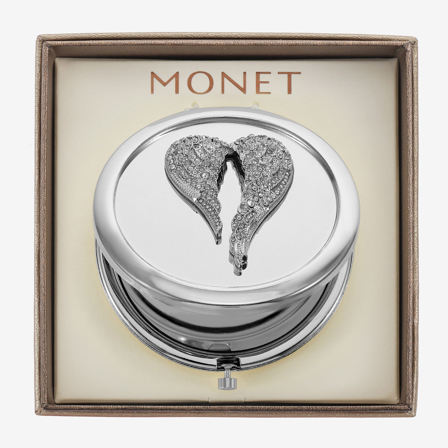 Monet Jewelry Silver Tone Wing Compact Mirror