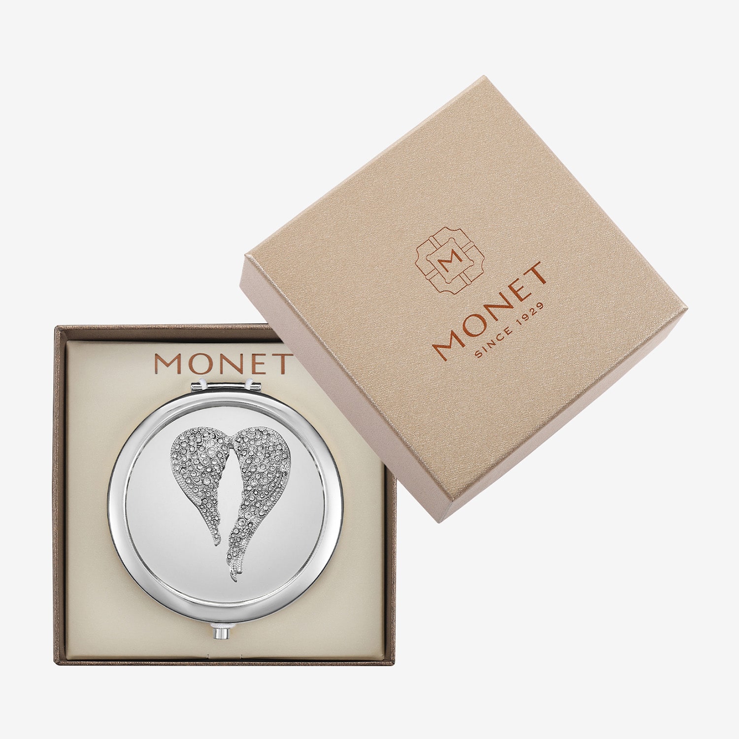 Monet Jewelry Silver Tone Wing Compact Mirror