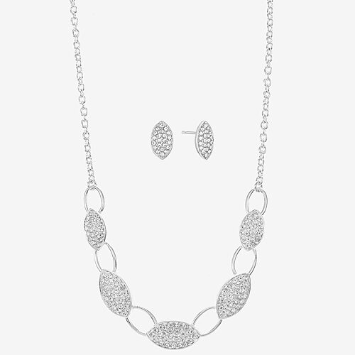 Liz Claiborne Womens Glass Hypoallergenic 3-pc. Necklace Set In Silver