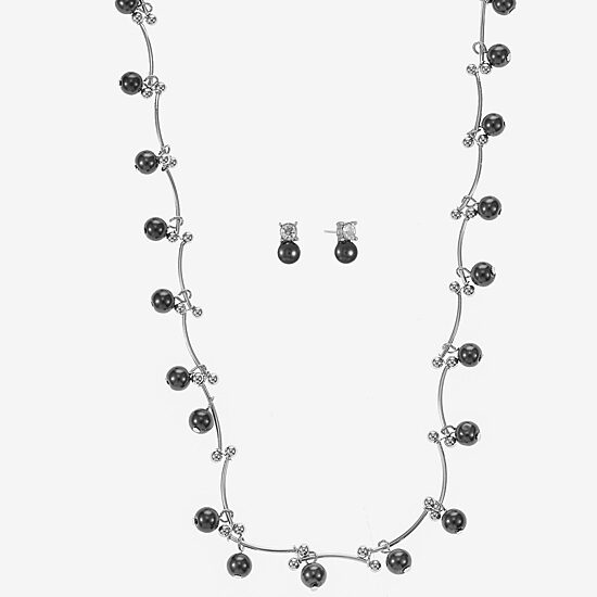 Monet Jewelry Timeless Womens Glass Simulated Pearl Round 2-pc. Jewelry Set