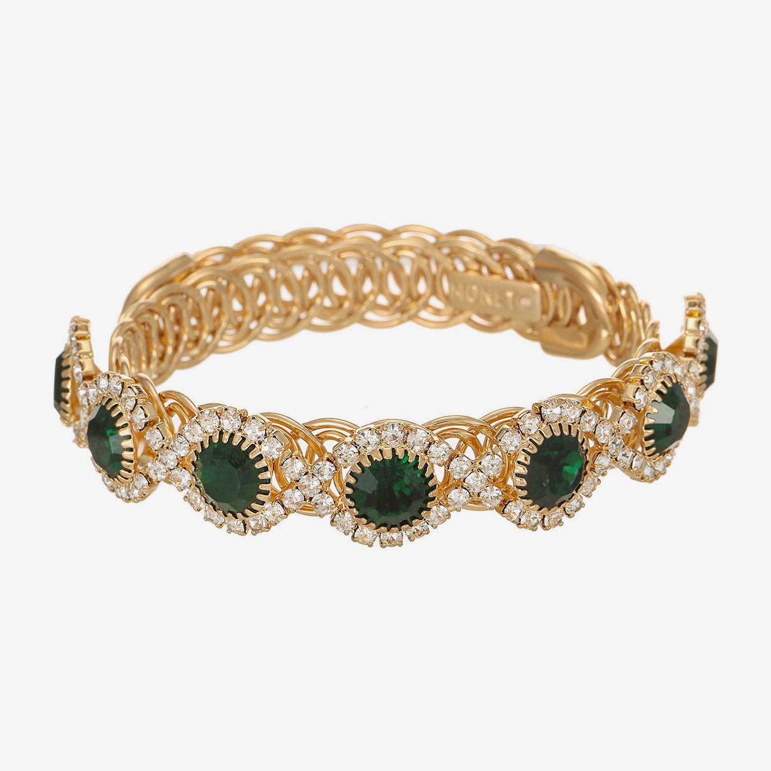 Monet Jewelry Womens Green Glass Cuff Bracelet