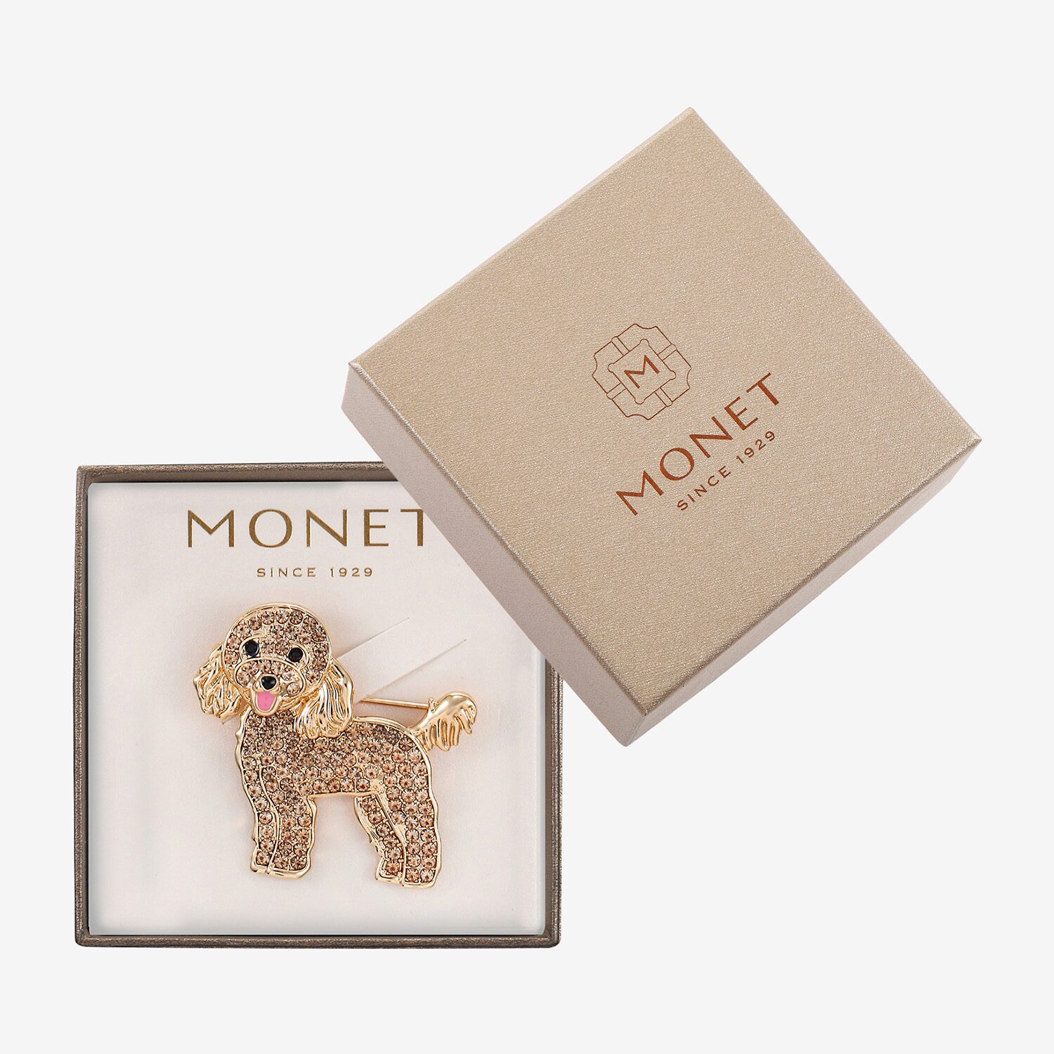 Monet Jewelry Brown Glass Pin