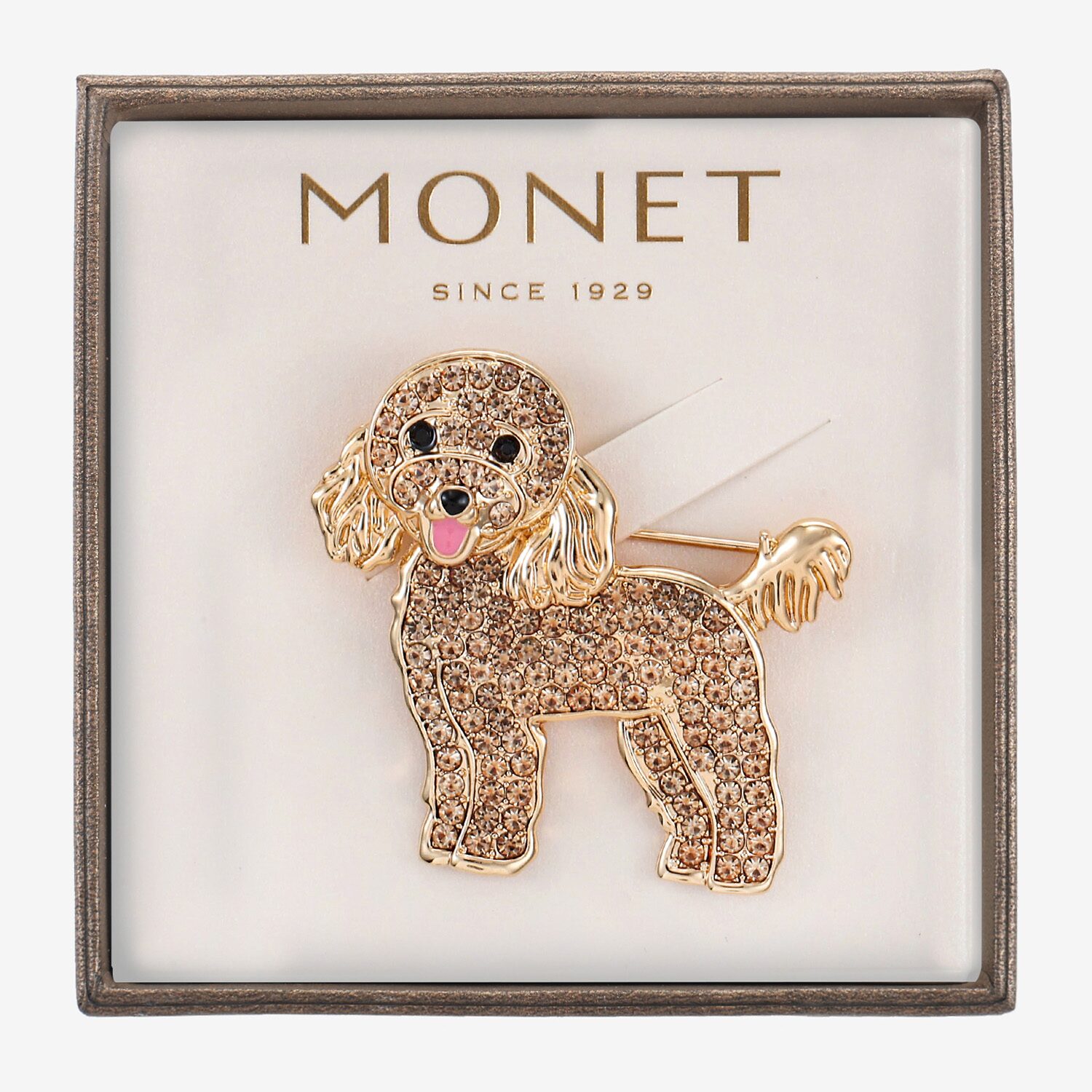 Monet Jewelry Brown Glass Pin