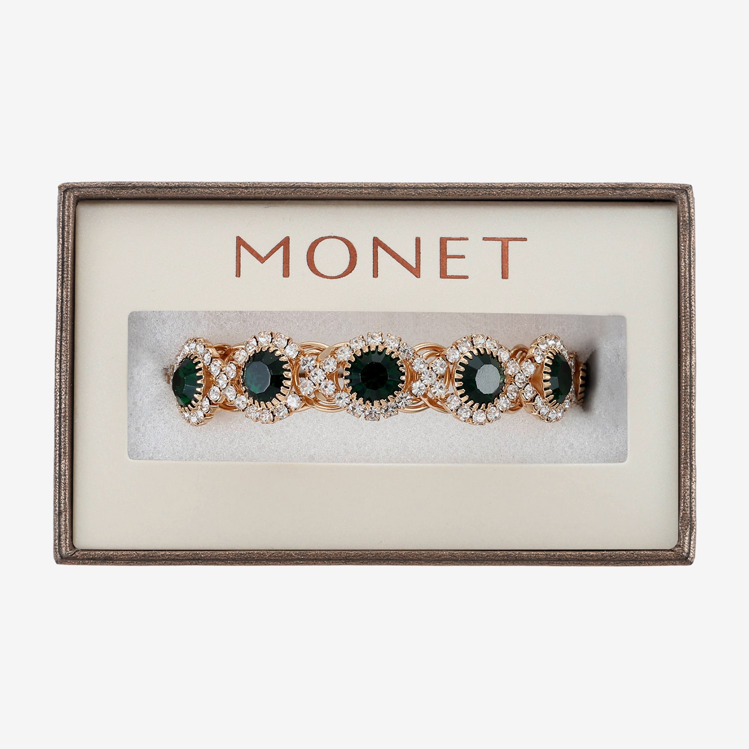 Monet Jewelry Womens Green Glass Cuff Bracelet