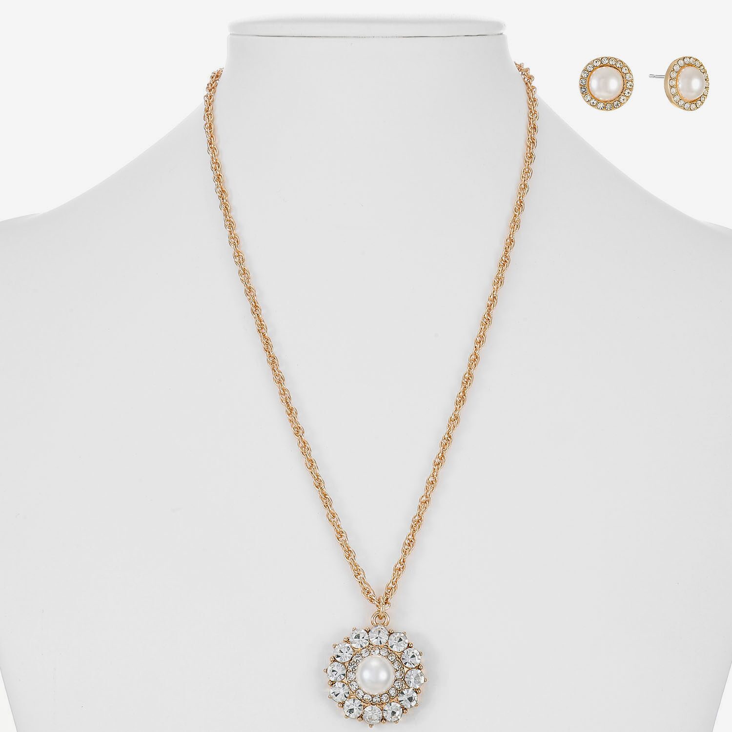 Monet Jewelry Womens Glass Simulated Pearl Round Cushion 2-pc. Jewelry Set