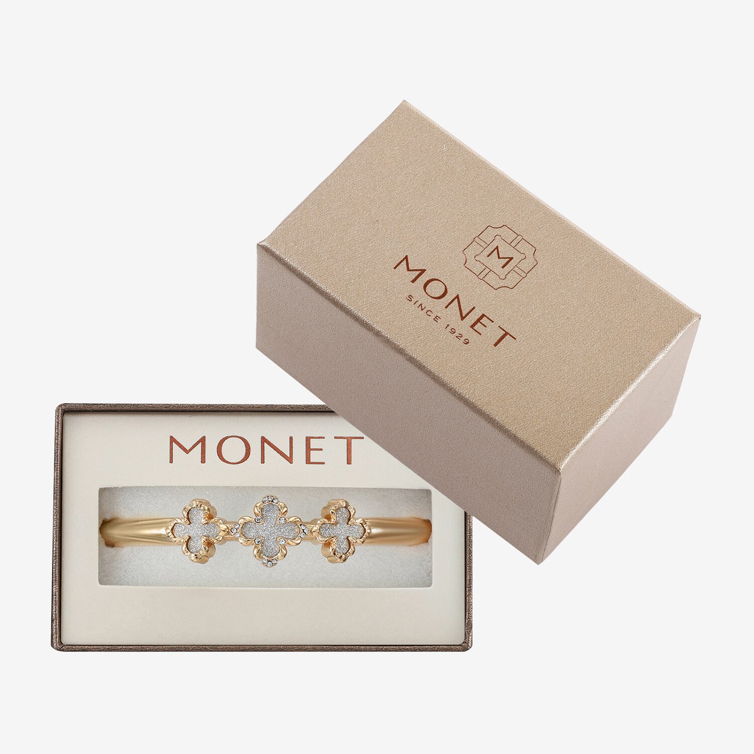 Monet Jewelry Womens Glass Clover Bangle Bracelet