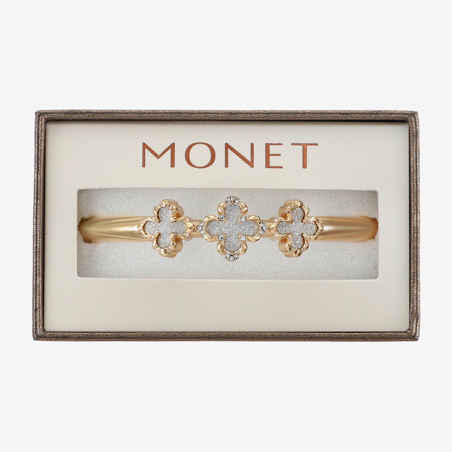 Monet Jewelry Womens Glass Clover Bangle Bracelet