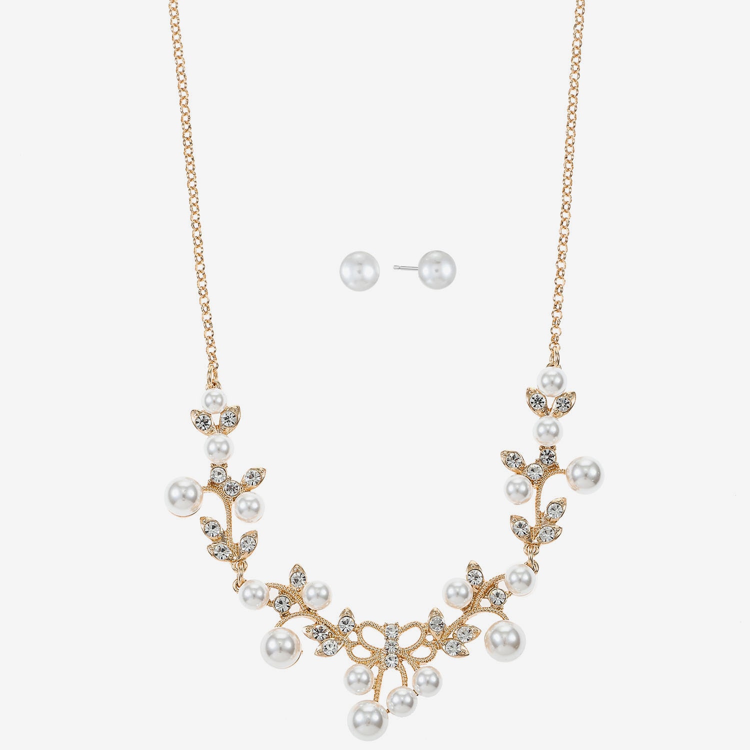 Monet Jewelry Womens Glass Simulated Pearl Round 2-pc. Jewelry Set