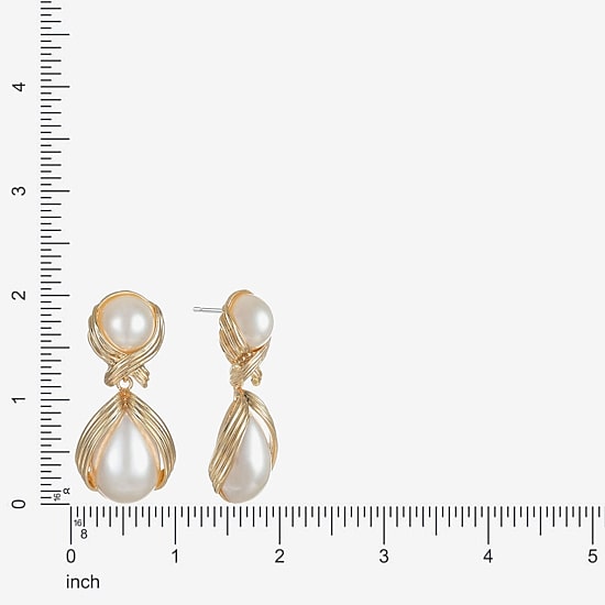 Bijoux Bar Womens Simulated Pearl Hypoallergenic Drop Earrings