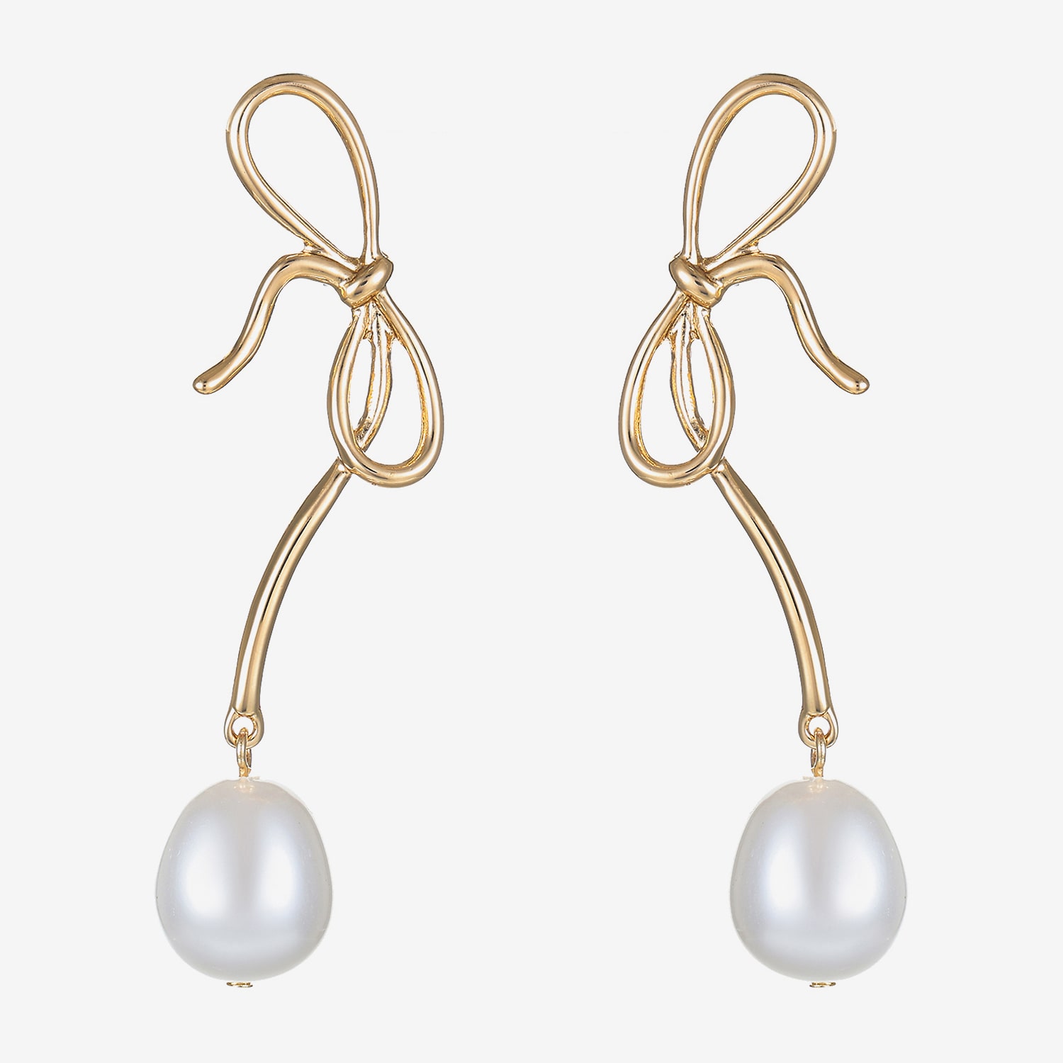 Bijoux Bar Womens Simulated Pearl Bow Hypoallergenic Drop Earrings