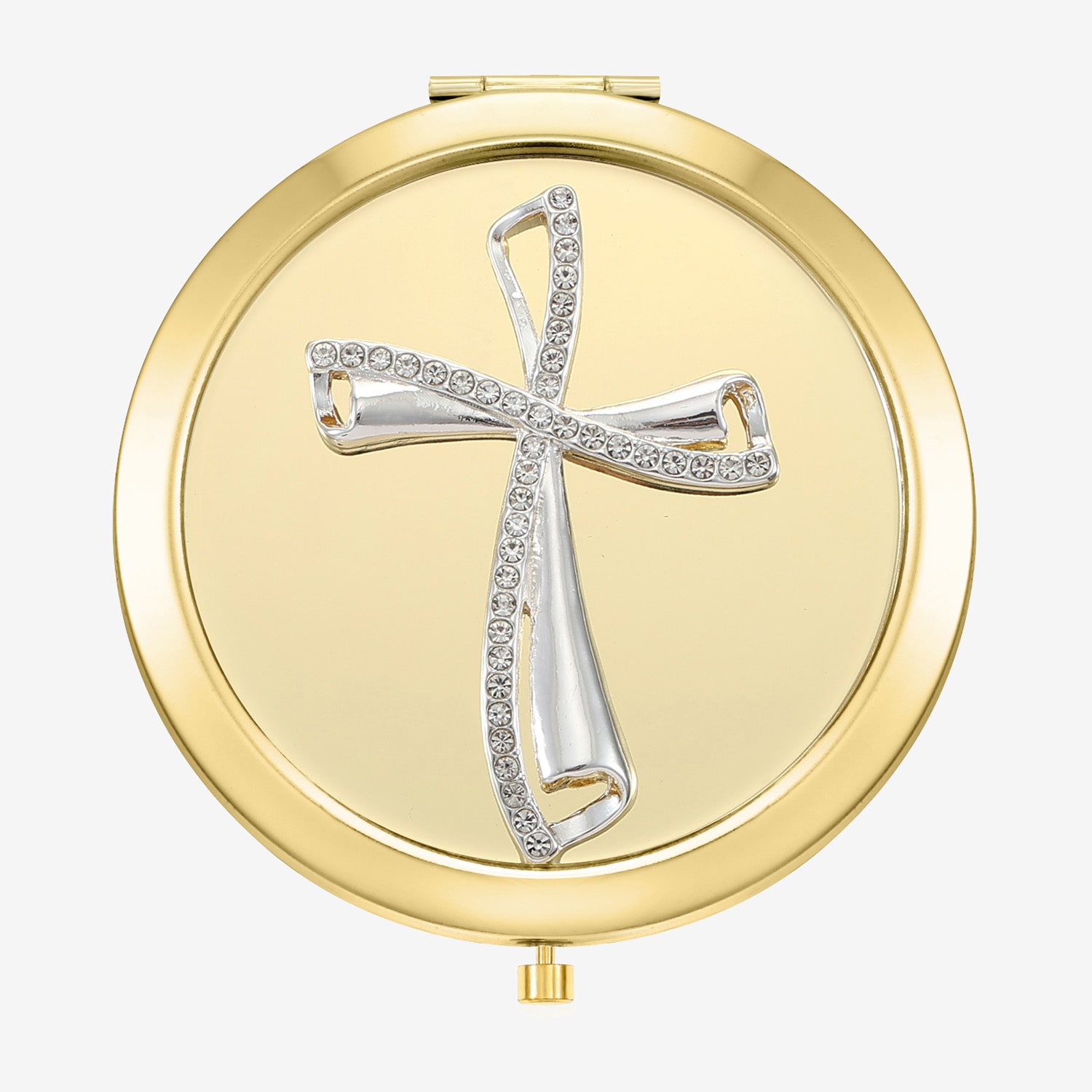 Monet Jewelry Gold Tone Cross Compact Mirror