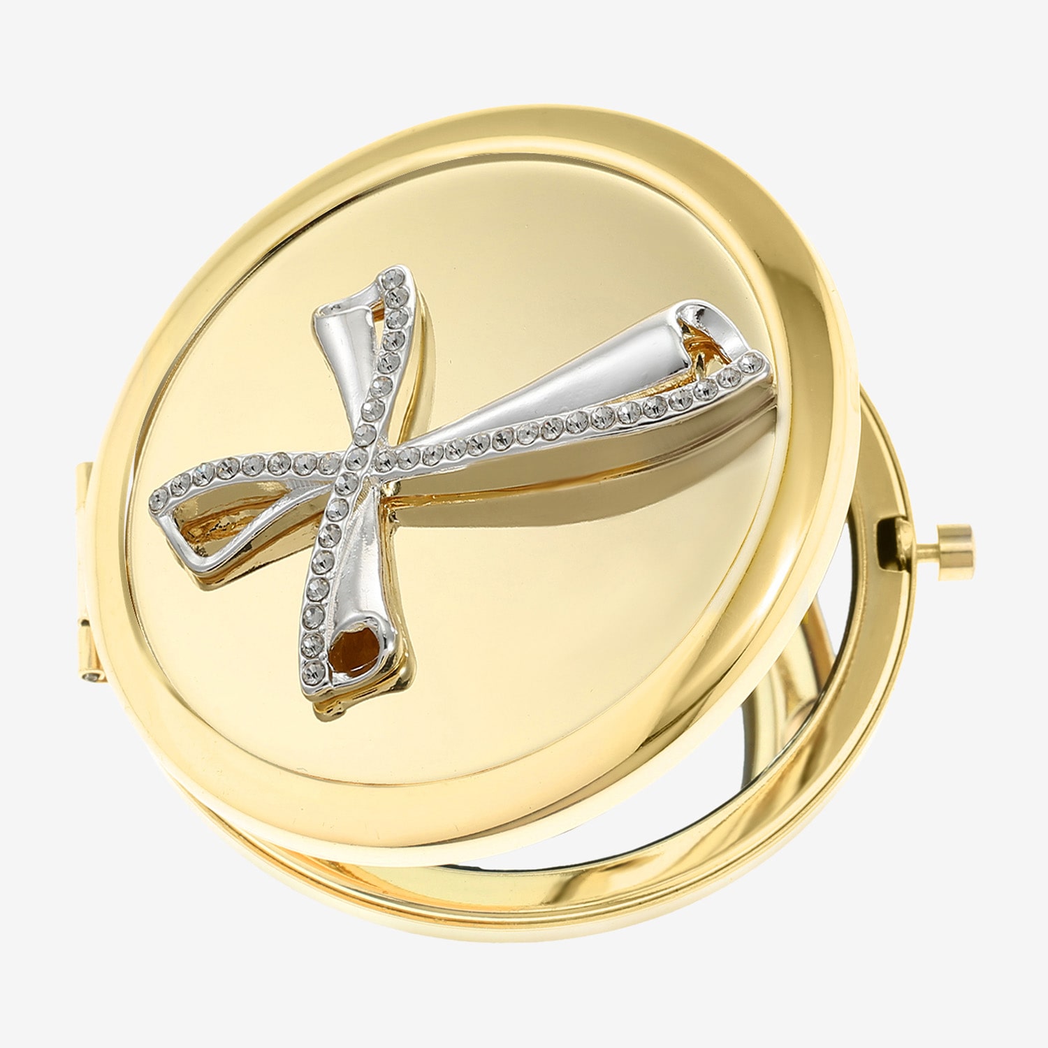 Monet Jewelry Gold Tone Cross Compact Mirror