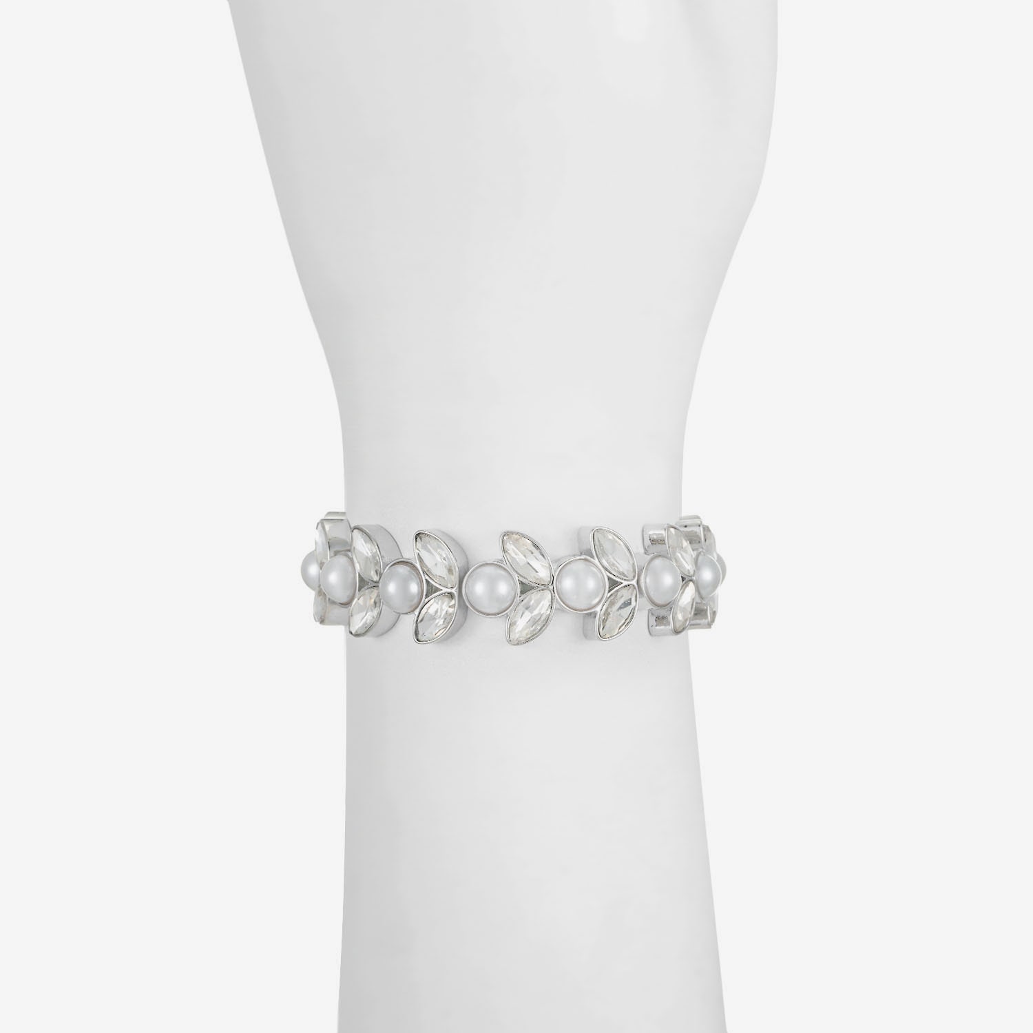 Monet Jewelry Timeless Womens Glass Simulated Pearl Marquise Stretch Bracelet