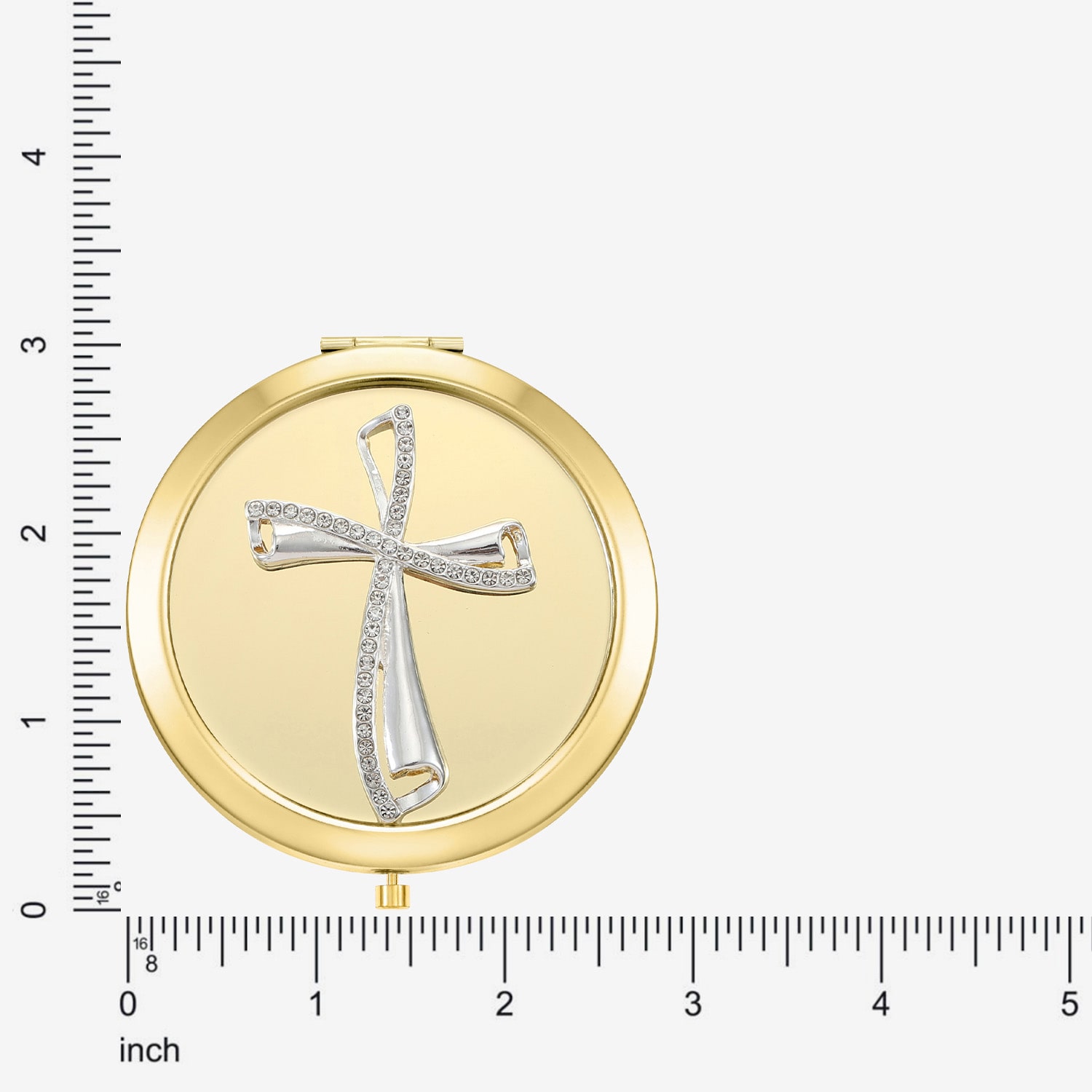 Monet Jewelry Gold Tone Cross Compact Mirror