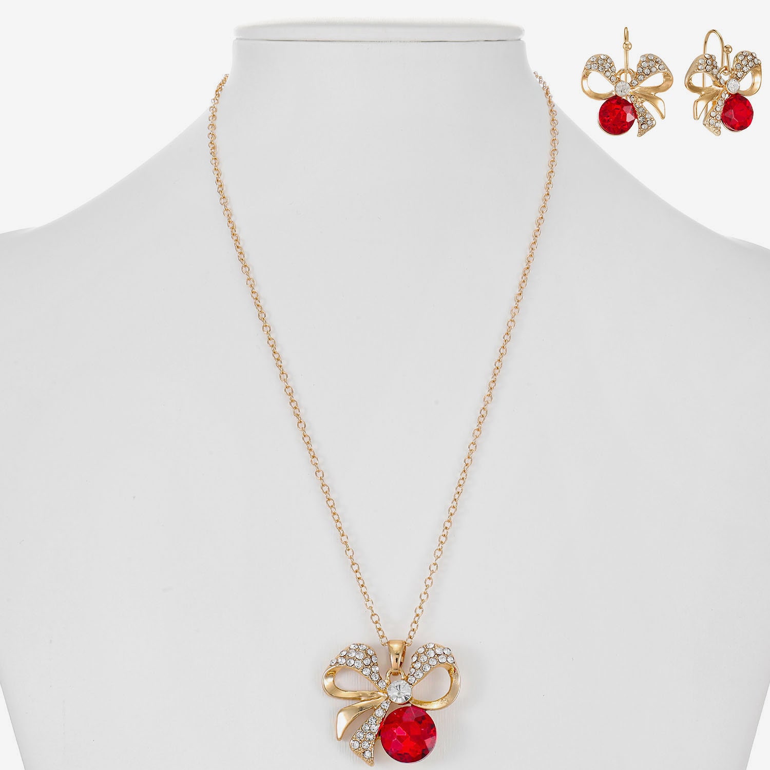 Monet Jewelry Womens Red Glass Bow 2-pc. Jewelry Set