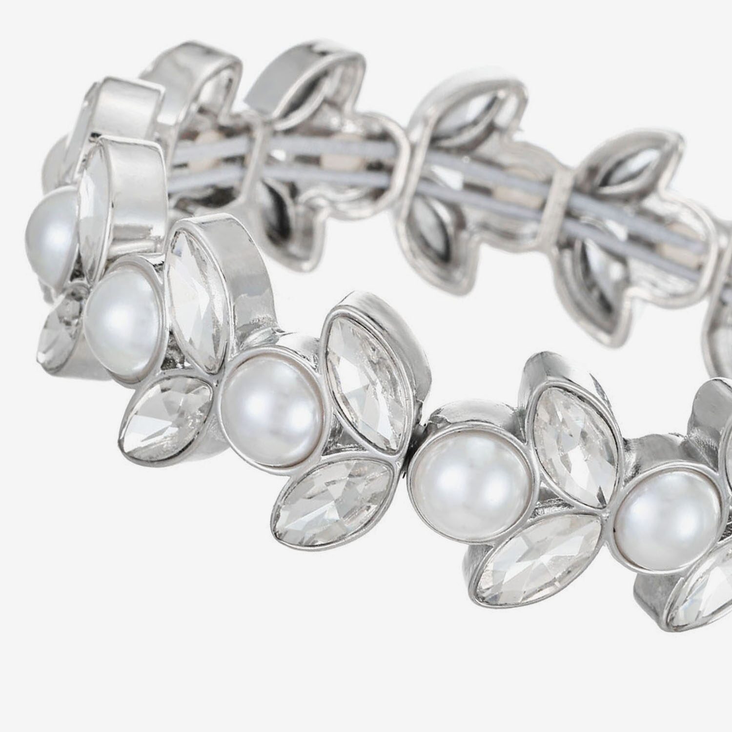 Monet Jewelry Timeless Womens Glass Simulated Pearl Marquise Stretch Bracelet