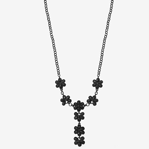 Liz Claiborne Womens Black Glass 17 Inch Y Necklace